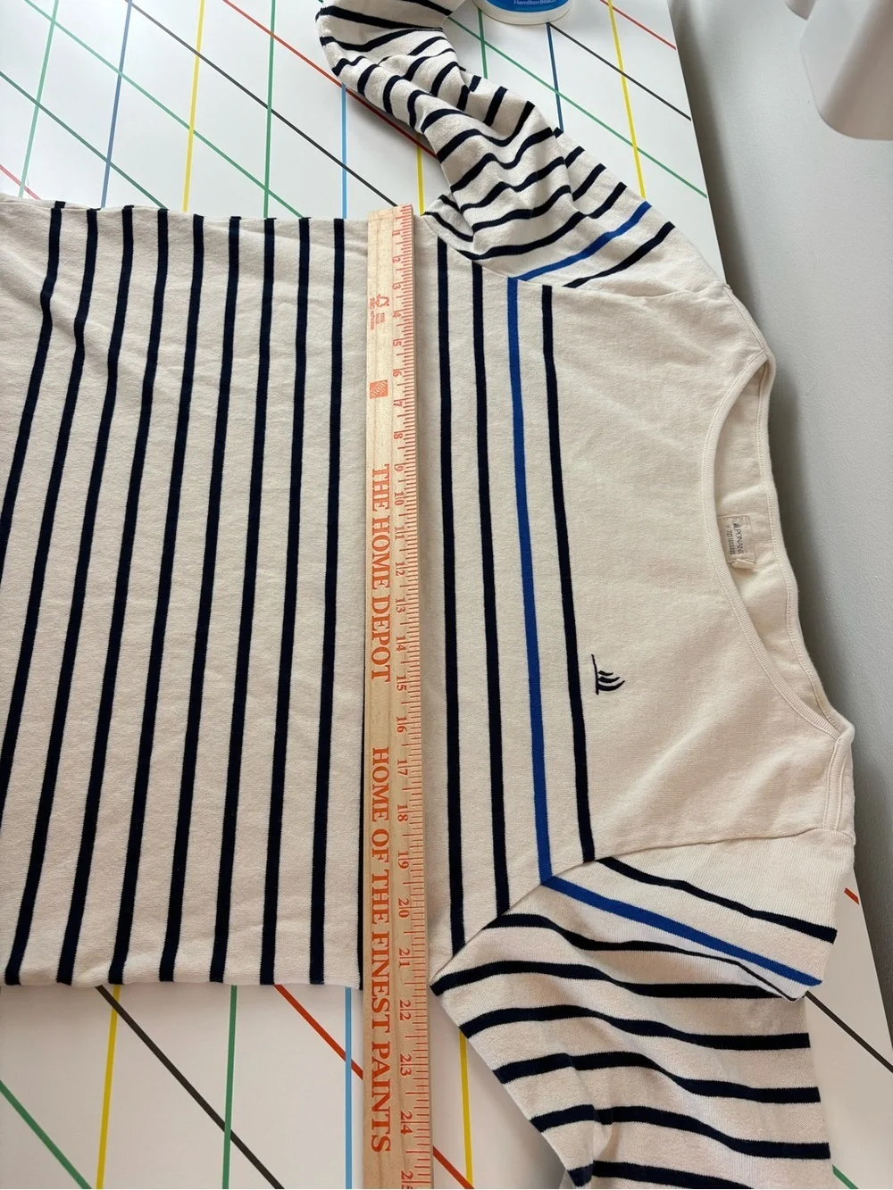 Ponant x 727 Sailbags Striped Boatneck Top Ivory & Navy XL 100% Cotton Nautical - Picture 9 of 9